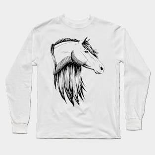 Graceful Horse Sketch Long Sleeve T-Shirt